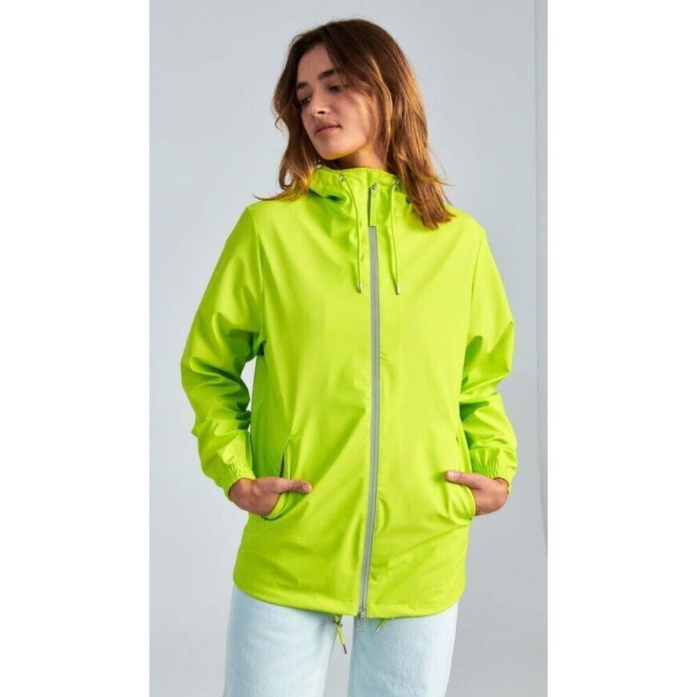 RAINS neon green NWT sz L Reflective raincoat reflective Storm Breaker